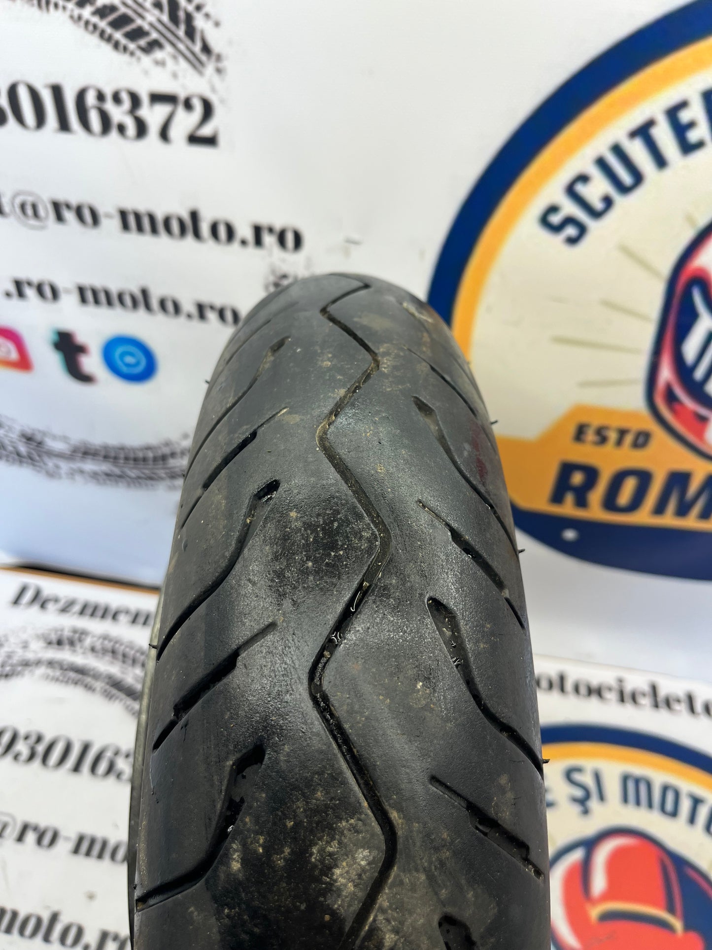 Roata - janta - anvelopa - disc fata Honda Pantheon Foresight 110 90 12 Bridgestone