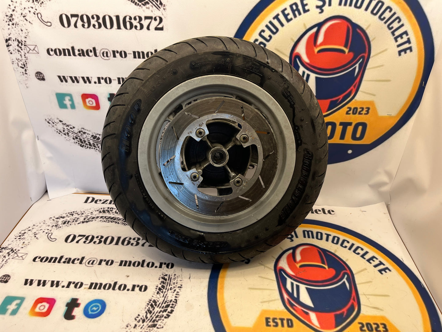 Roata - janta - anvelopa - disc fata Honda Pantheon Foresight 110 90 12 Bridgestone